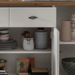 202x91x45 Country Anrichte In Weiß & Eiche - Henry -Landuva Shop 202x91x45 country anrichte in weiss eiche aus massivholz henry 05