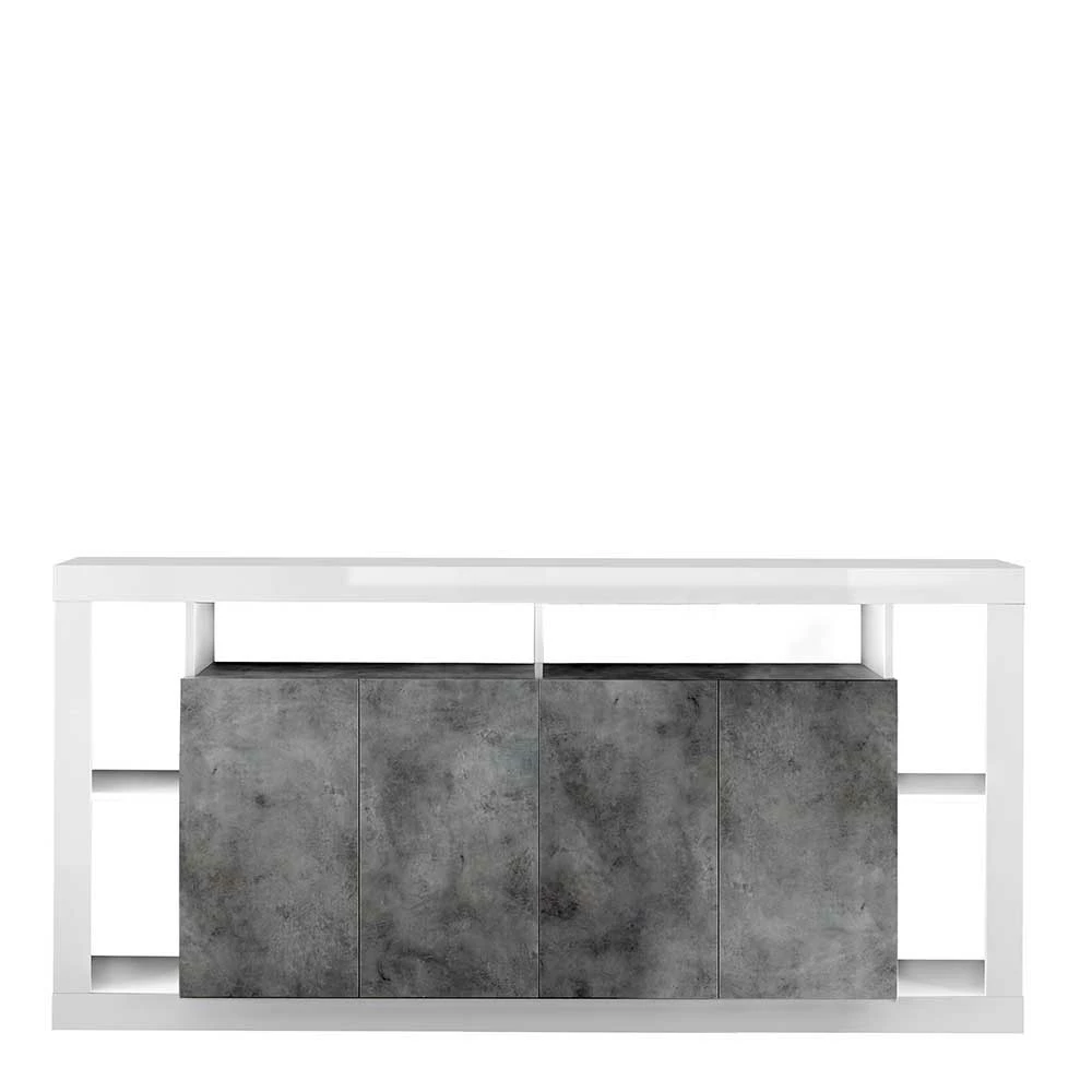 210x102x42 Hochglanz Sideboard in Weiß & Beton NB - Harrisons 210x102x42 Hochglanz Sideboard In Weiß & Beton NB - Harrisons -Landuva Shop 210x102x42 hochglanz sideboard in weiss beton nb mit 4 tueren 6 faechern harrisons f