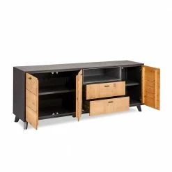 210x85x47 Sideboard In Eiche Bianco & Grau - Hopiz -Landuva Shop 210x85x47 sideboard in eiche bianco grau mit viel stauraum hopiz 03