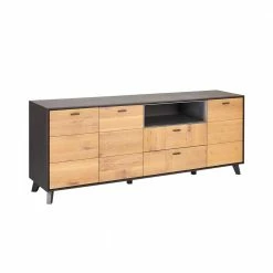 210x85x47 Sideboard In Eiche Bianco & Grau - Hopiz