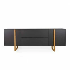 216x78x43 Sideboard In Anthrazit & Eiche - Dravus -Landuva Shop 216x78x43 sideboard in anthrazit eiche buegelgestell aus massivholz dravus 02