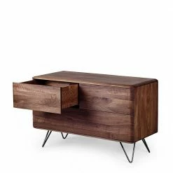 3 Schubladen Kommode Aus Nussbaum - Rivossa -Landuva Shop 3 schubladen kommode aus nussbaum mit metallbeinen retro design rivossa 02