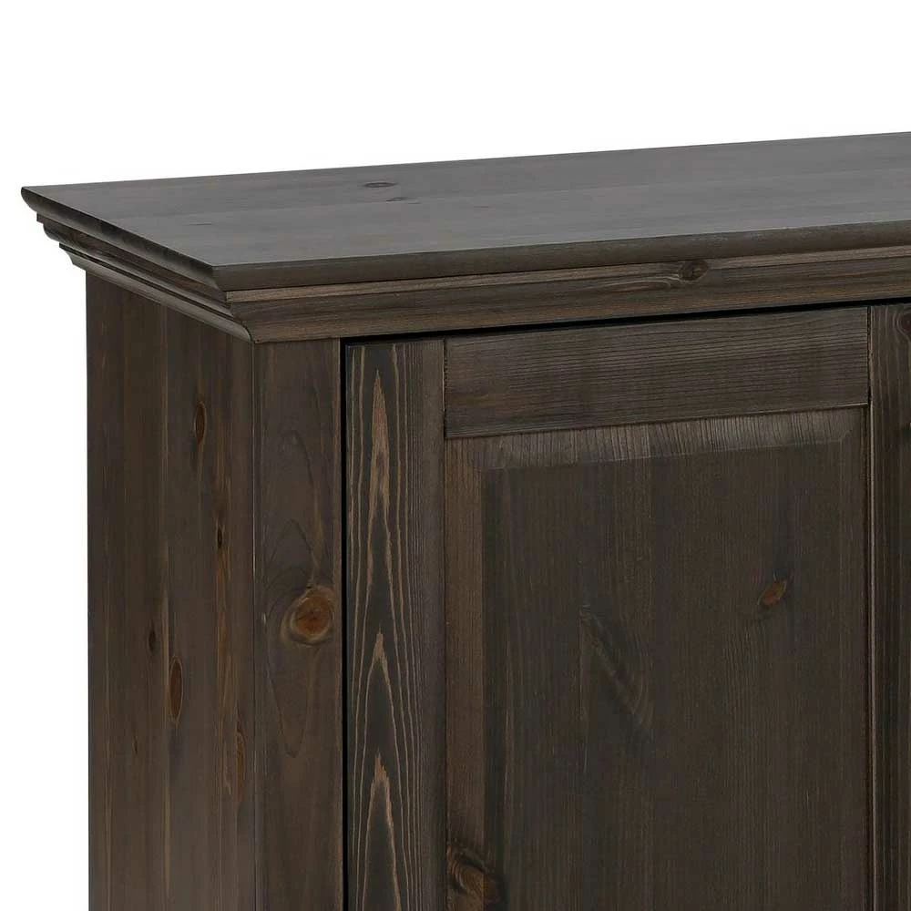 3-türige Kommode aus Kiefer in Dunkel lackiert - Syvila 3-türige Kommode Aus Kiefer In Dunkel Lackiert - Syvila -Landuva Shop 3 tuerige kommode aus kiefer in dunkel lackiert mit stangengriff metall syvila 04