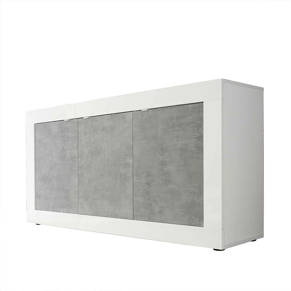 3-türiges Design-Sideboard in Beton Dekor - Narandu 3-türiges Design-Sideboard In Beton Dekor - Narandu -Landuva Shop 3 tueriges design sideboard in beton dekor hochglanz weiss narandu f