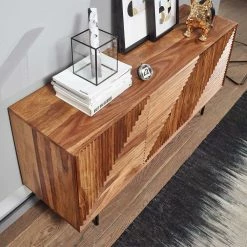 3-türiges Designer Sideboard Aus Massivholz - Madrino -Landuva Shop 3 tueriges designer sideboard aus massivholz sheesham mit metallfuessen madrino 02