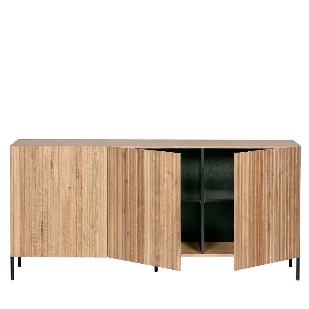3-türiges Designer Sideboard in Natur Eiche - Cegrada 3-türiges Designer Sideboard In Natur Eiche - Cegrada -Landuva Shop 3 tueriges designer sideboard in natur eiche mit metallbeinen in schwarz cegrada 04
