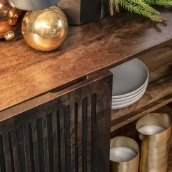 3-türiges Holz Sideboard Mit Bügelgestell - Lyrica -Landuva Shop 3 tueriges holz sideboard mit buegelgestell aus metall in schwarz lyrica 05