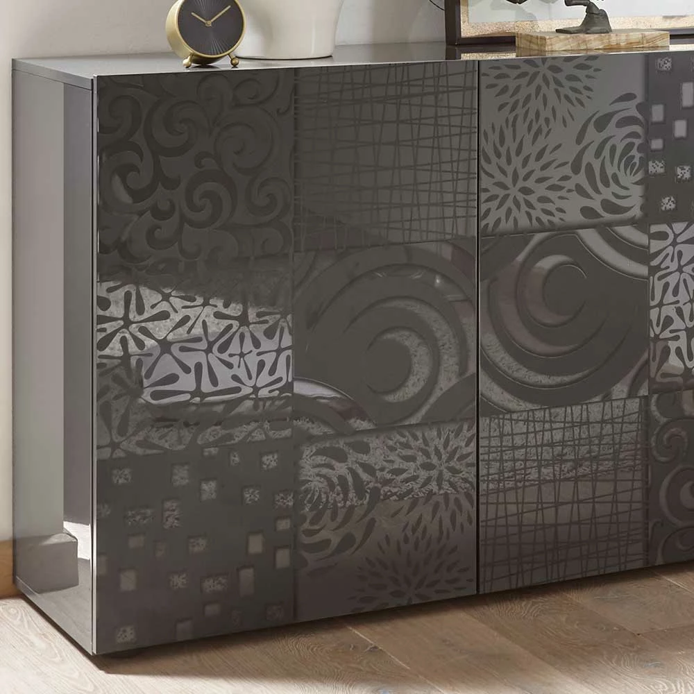 3-türiges Sideboard in Grau Glanz lackiert - Ipatal 3-türiges Sideboard In Grau Glanz Lackiert - Ipatal -Landuva Shop 3 tueriges sideboard in grau glanz lackiert mit druck ipatal 04