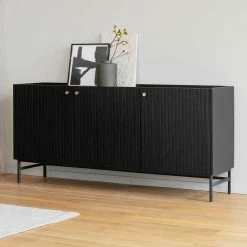 3-türiges Sideboard In Schwarz - Hemorian 4 3-türiges Sideboard In Schwarz - Hemorian -Landuva Shop 3 tueriges sideboard in schwarz mit metallgriffen 160x75x40 hemorian 02