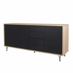 3-türiges Sideboard Mit 4 Schubladen Chicron In Schwarz