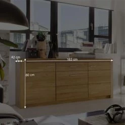 3-türiges Sideboard Landuva Mit Schublade -Landuva Shop 3 tueriges sideboard schublade asteiche geoelt 163cm breit landuva be