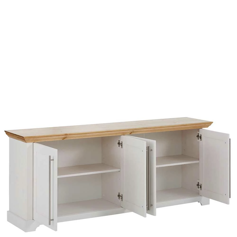 4-türige Kommode - modernes Landhaus - Eyzaco 4-türige Kommode - Modernes Landhaus - Eyzaco -Landuva Shop 4 tuerige kommode modernes landhaus in weiss honig aus kiefer eyzaco 03