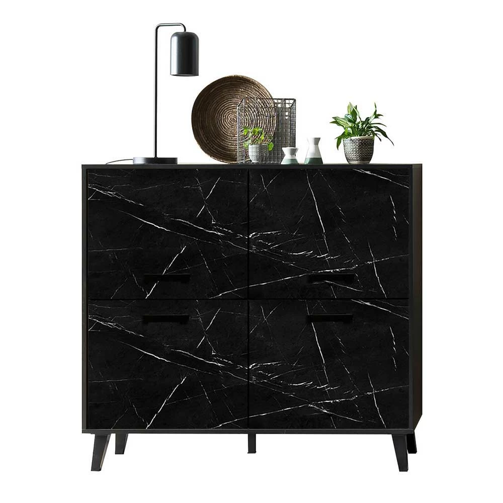 4-türiger Schrank im Marmor Look - Jaennos 4-türiger Schrank Im Marmor Look - Jaennos -Landuva Shop 4 tueriger schrank im marmor look schwarz modern jaennos 01