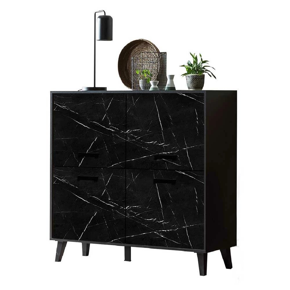 4-türiger Schrank im Marmor Look - Jaennos 4-türiger Schrank Im Marmor Look - Jaennos -Landuva Shop 4 tueriger schrank im marmor look schwarz modern jaennos 02