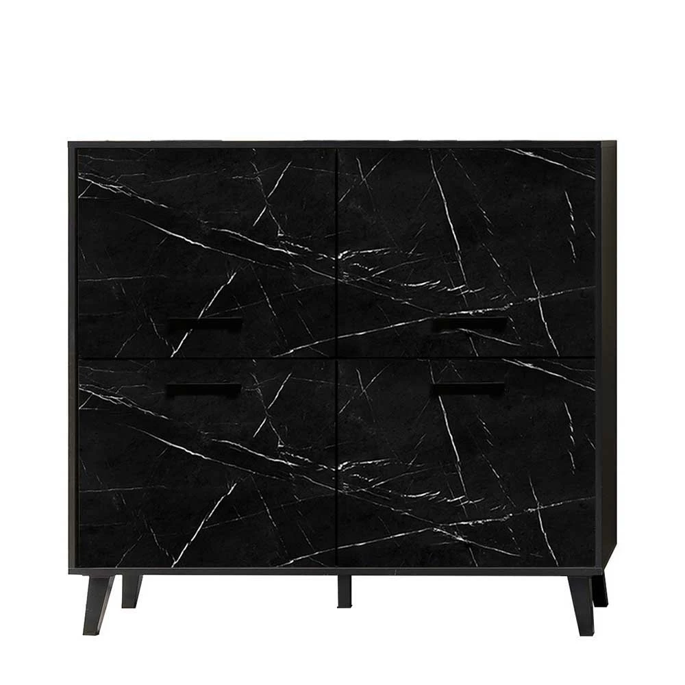 4-türiger Schrank im Marmor Look - Jaennos 4-türiger Schrank Im Marmor Look - Jaennos -Landuva Shop 4 tueriger schrank im marmor look schwarz modern jaennos f