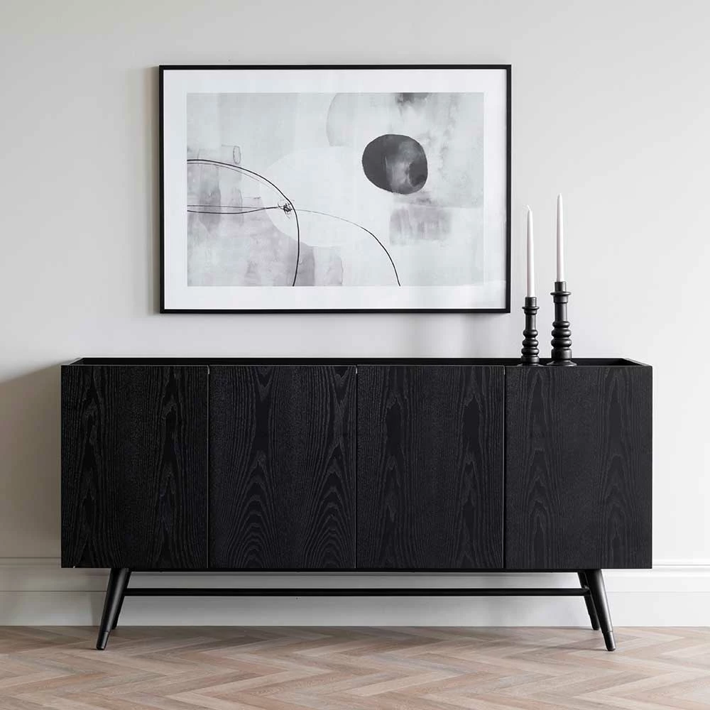 4-türiges Sideboard im Retrostil - Lacadossa 4-türiges Sideboard Im Retrostil - Lacadossa -Landuva Shop 4 tueriges sideboard im retrostil in schwarz 160x79x43 lacadossa 01