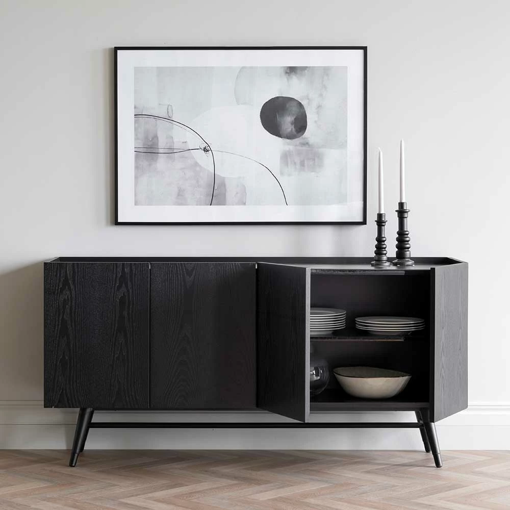 4-türiges Sideboard im Retrostil - Lacadossa 4-türiges Sideboard Im Retrostil - Lacadossa -Landuva Shop 4 tueriges sideboard im retrostil in schwarz 160x79x43 lacadossa 03