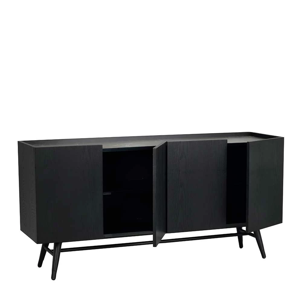4-türiges Sideboard im Retrostil - Lacadossa 4-türiges Sideboard Im Retrostil - Lacadossa -Landuva Shop 4 tueriges sideboard im retrostil in schwarz 160x79x43 lacadossa 04