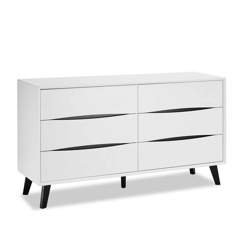 6 Schubladen Kommode in Weiß mit Schwarz - Vasdov 6 Schubladen Kommode In Weiß Mit Schwarz - Vasdov -Landuva Shop 6 schubladen kommode in weiss mit schwarz skandi stil modern vasdov 01