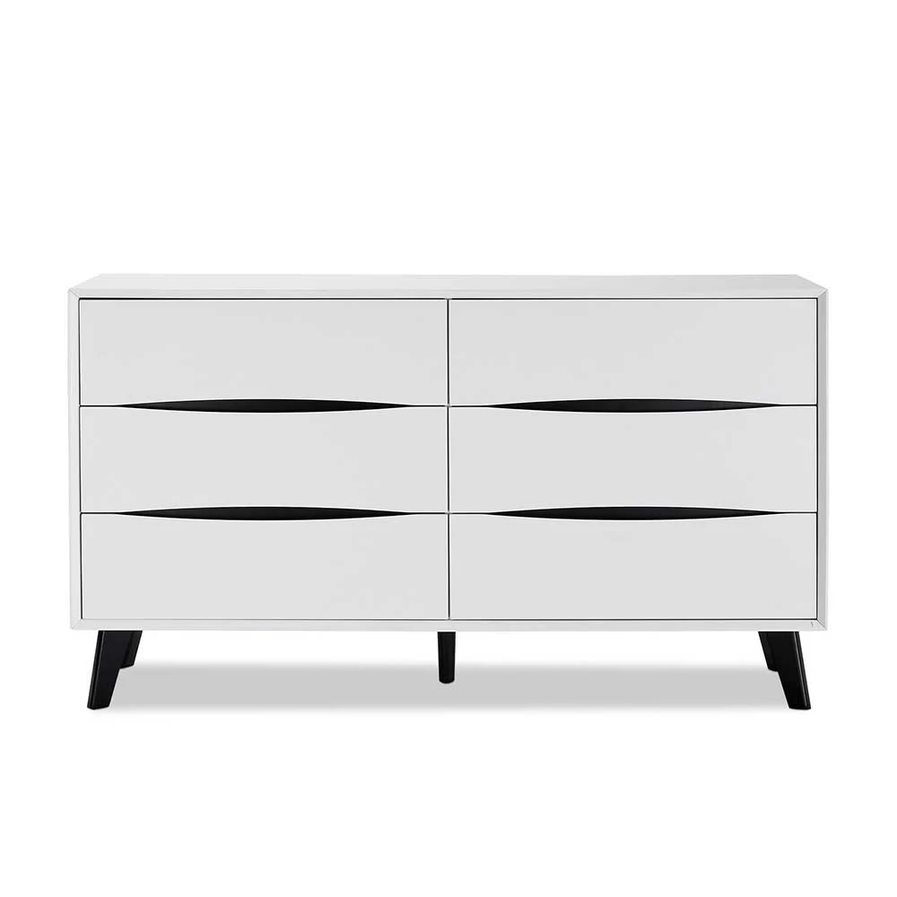 6 Schubladen Kommode in Weiß mit Schwarz - Vasdov 6 Schubladen Kommode In Weiß Mit Schwarz - Vasdov -Landuva Shop 6 schubladen kommode in weiss mit schwarz skandi stil modern vasdov 02