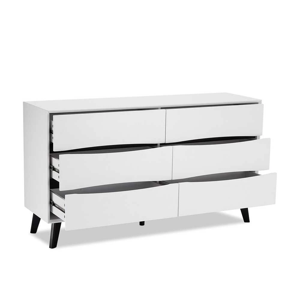 6 Schubladen Kommode in Weiß mit Schwarz - Vasdov 6 Schubladen Kommode In Weiß Mit Schwarz - Vasdov -Landuva Shop 6 schubladen kommode in weiss mit schwarz skandi stil modern vasdov 03
