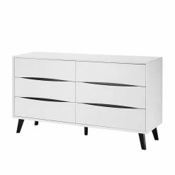 6 Schubladen Kommode In Weiß Mit Schwarz - Vasdov