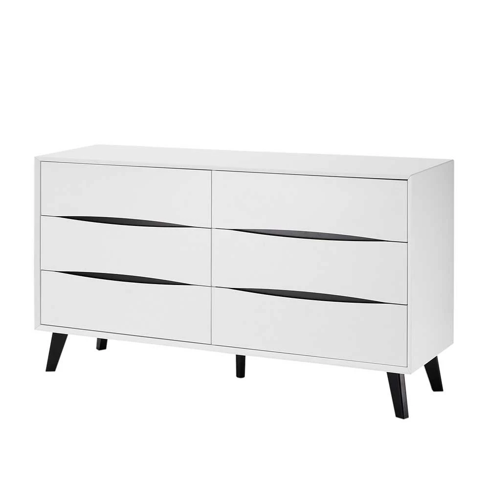 6 Schubladen Kommode in Weiß mit Schwarz - Vasdov 6 Schubladen Kommode In Weiß Mit Schwarz - Vasdov -Landuva Shop 6 schubladen kommode in weiss mit schwarz skandi stil modern vasdov f