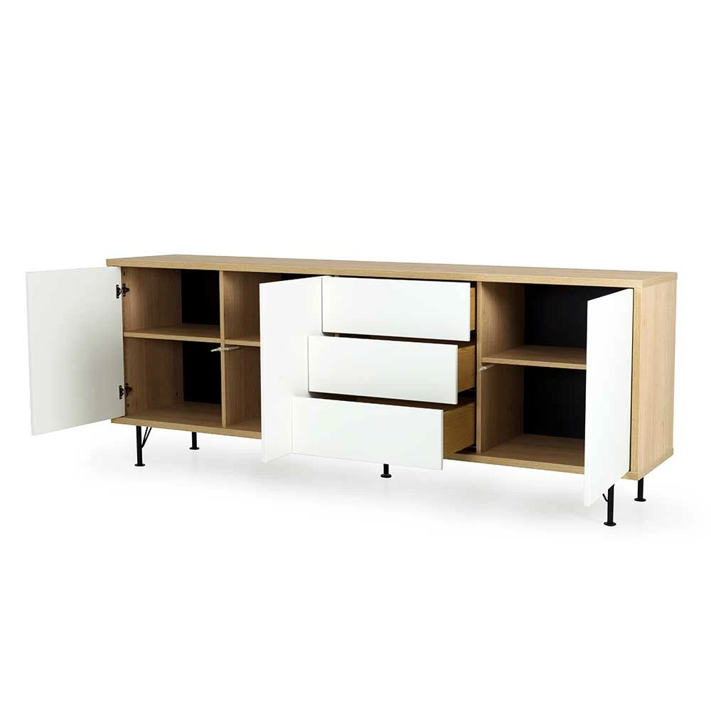 79cm hohes Sideboard 3-türig - Xando I 79cm Hohes Sideboard 3-türig - Xando I -Landuva Shop 79cm hohes sideboard 3 tuerig 3 schubladen in weiss eiche xando i 05
