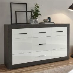 97cm Hohes Hochglanz Sideboard In Weiß - Istensa 3 97cm Hohes Hochglanz Sideboard In Weiß - Istensa -Landuva Shop 97cm hohes hochglanz sideboard in weiss beton grau istensa 01