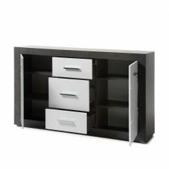 97cm Hohes Hochglanz Sideboard In Weiß - Istensa 5 97cm Hohes Hochglanz Sideboard In Weiß - Istensa -Landuva Shop 97cm hohes hochglanz sideboard in weiss beton grau istensa 03