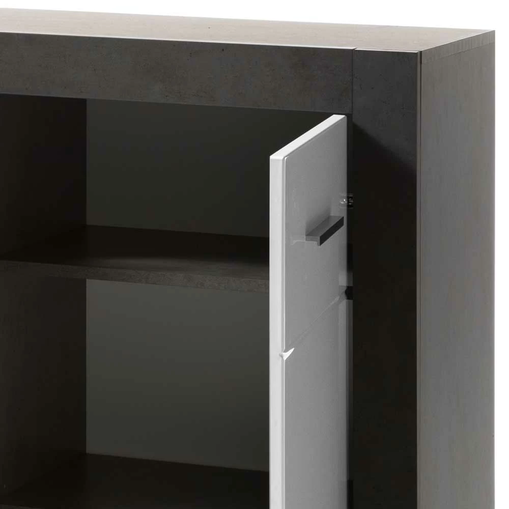 97cm hohes Hochglanz Sideboard in Weiß - Istensa 97cm Hohes Hochglanz Sideboard In Weiß - Istensa -Landuva Shop 97cm hohes hochglanz sideboard in weiss beton grau istensa 04