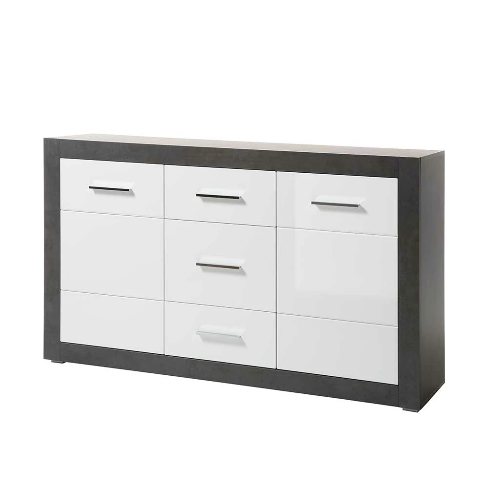 97cm hohes Hochglanz Sideboard in Weiß - Istensa 97cm Hohes Hochglanz Sideboard In Weiß - Istensa -Landuva Shop 97cm hohes hochglanz sideboard in weiss beton grau istensa f