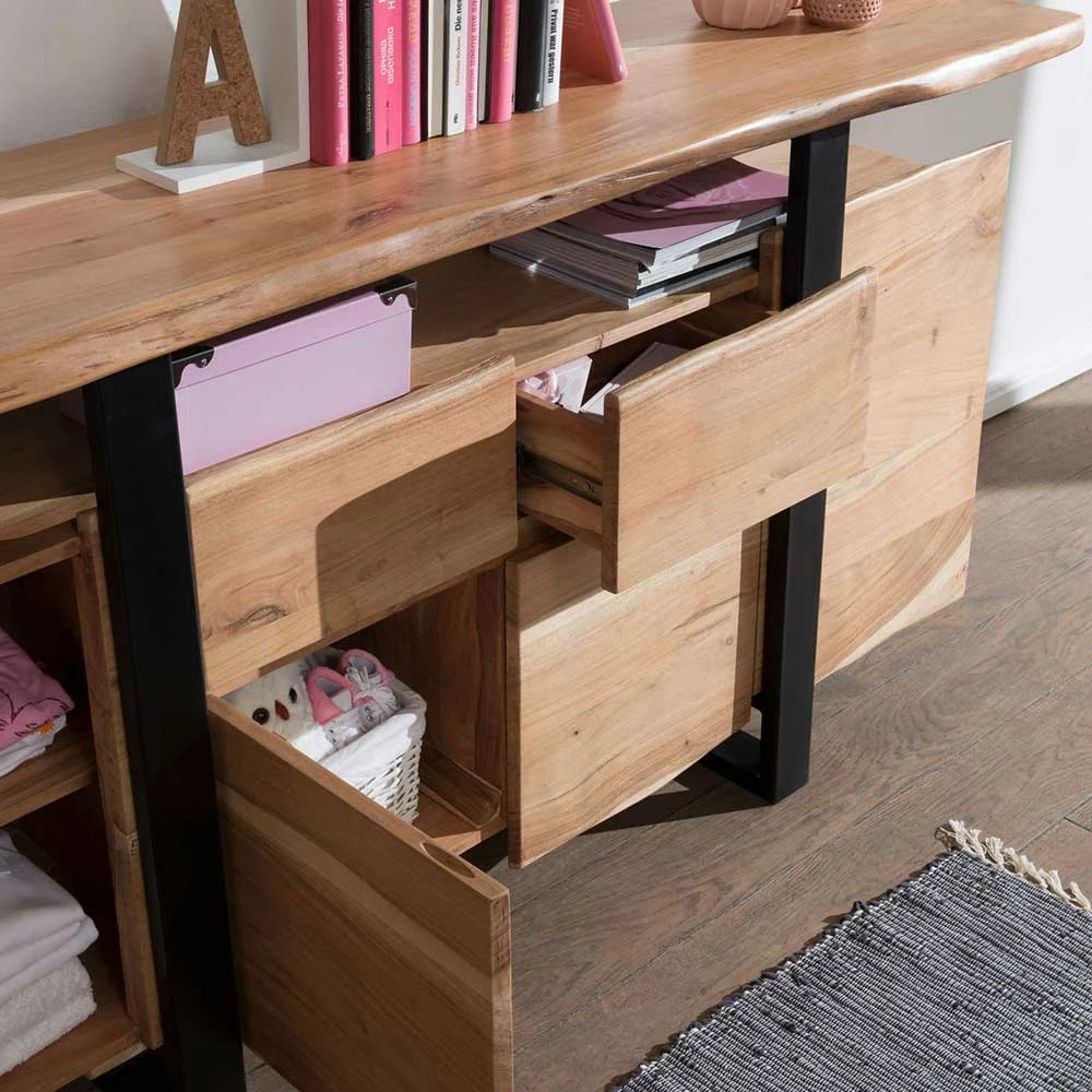 Abgefahrenes Design Sideboard aus Akazie - Lussina Abgefahrenes Design Sideboard Aus Akazie - Lussina -Landuva Shop abgefahrenes design sideboard aus akazie echtholz metall schwarz lussina 02