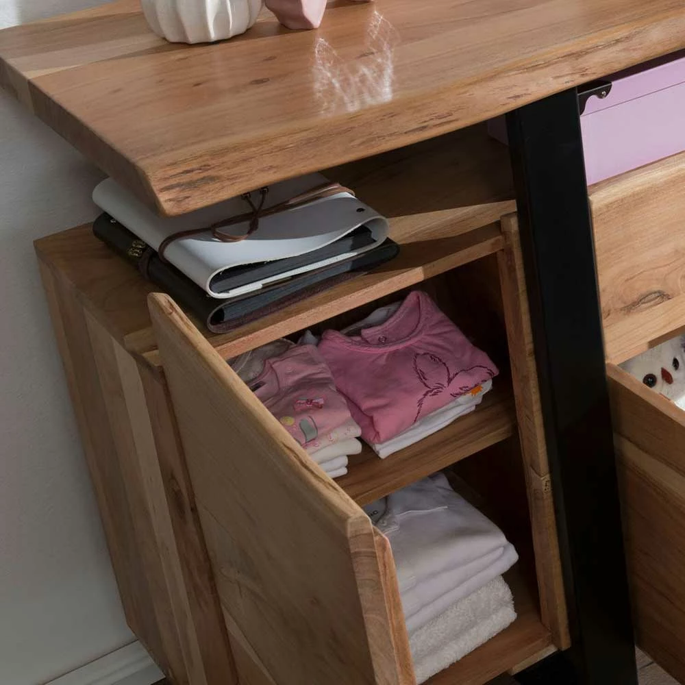 Abgefahrenes Design Sideboard aus Akazie - Lussina Abgefahrenes Design Sideboard Aus Akazie - Lussina -Landuva Shop abgefahrenes design sideboard aus akazie echtholz metall schwarz lussina 03