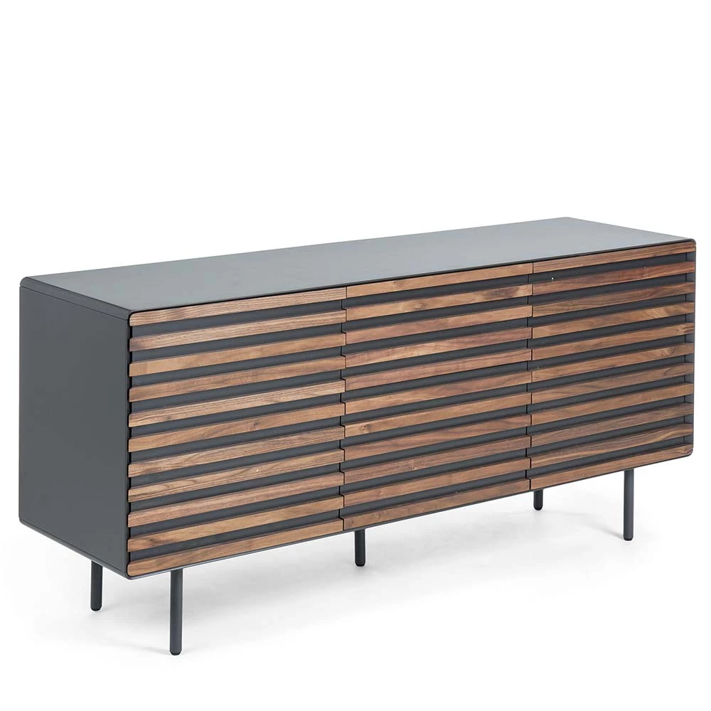 Ausgefallenes Sideboard Trupea mit Streifen Front Ausgefallenes Sideboard Trupea Mit Streifen Front -Landuva Shop ausgefallenes sideboard mit streifen front in walnuss dunkelgrau trupea 01
