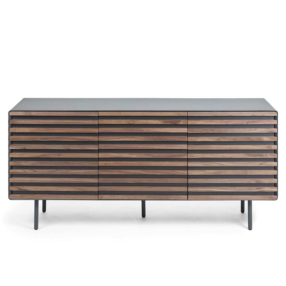Ausgefallenes Sideboard Trupea mit Streifen Front Ausgefallenes Sideboard Trupea Mit Streifen Front -Landuva Shop ausgefallenes sideboard mit streifen front in walnuss dunkelgrau trupea 02