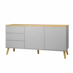 Breite Kombikommode In Grau & Eiche Revanio 2-türig