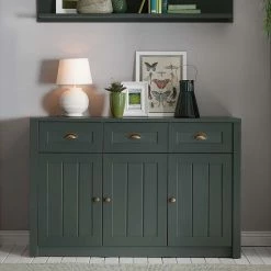 Country Kombi-Kommode In Dunkelgrün - Niestov -Landuva Shop country kombi kommode in dunkelgruen mit 3 tueren 3 schubladen niestov 02