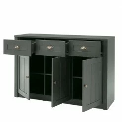 Country Kombi-Kommode In Dunkelgrün - Niestov -Landuva Shop country kombi kommode in dunkelgruen mit 3 tueren 3 schubladen niestov 04