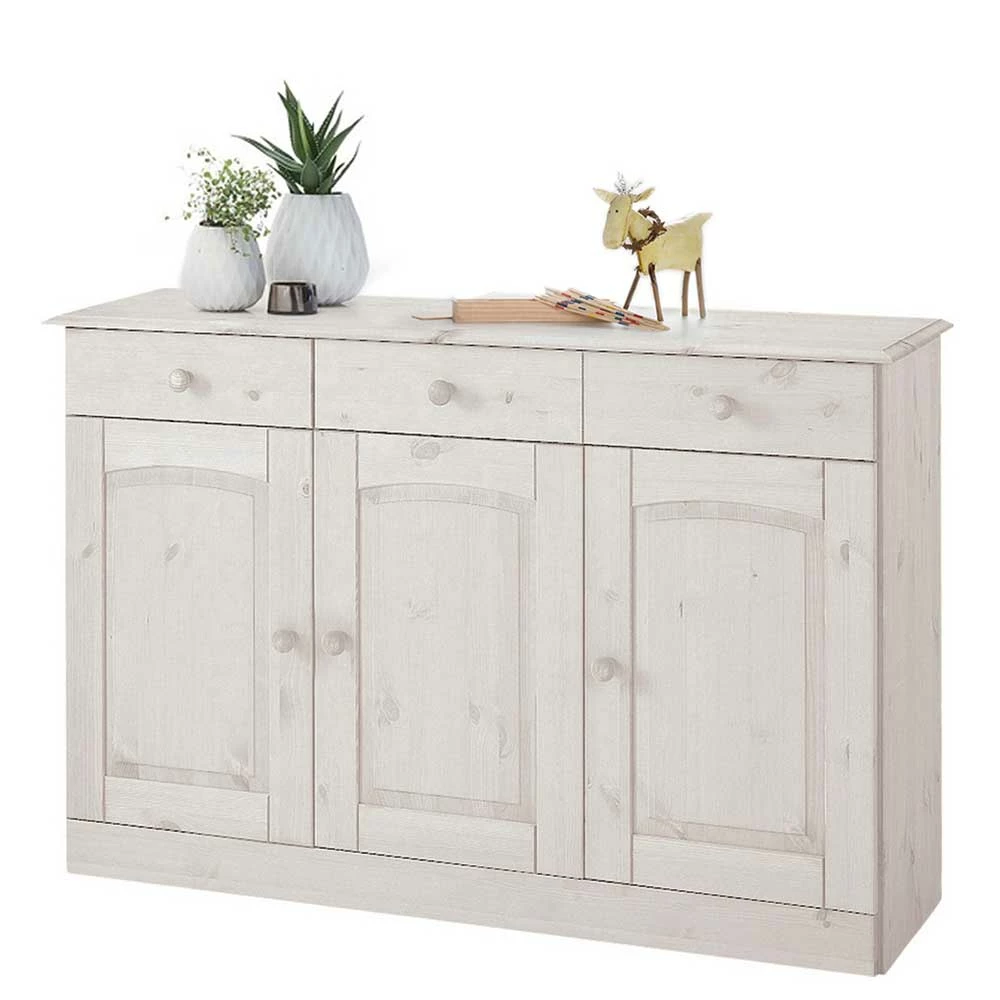 Country Kommode in Weiß lasiert - Sabine Country Kommode In Weiß Lasiert - Sabine -Landuva Shop country kommode in weiss lasiert aus kiefer massivholz sabine 01