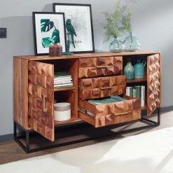 Design Holz Sideboard Mit Bügelgestell - Rusty -Landuva Shop design holz sideboard mit buegelgestell aus metall rusty 03
