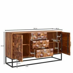 Design Holz Sideboard Mit Bügelgestell - Rusty -Landuva Shop design holz sideboard mit buegelgestell aus metall rusty 05