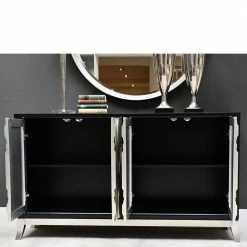 Design Kommode In Silber & Schwarz - Viddalba -Landuva Shop design kommode in silber schwarz aus mdf 158x90x37 cm viddalba 04