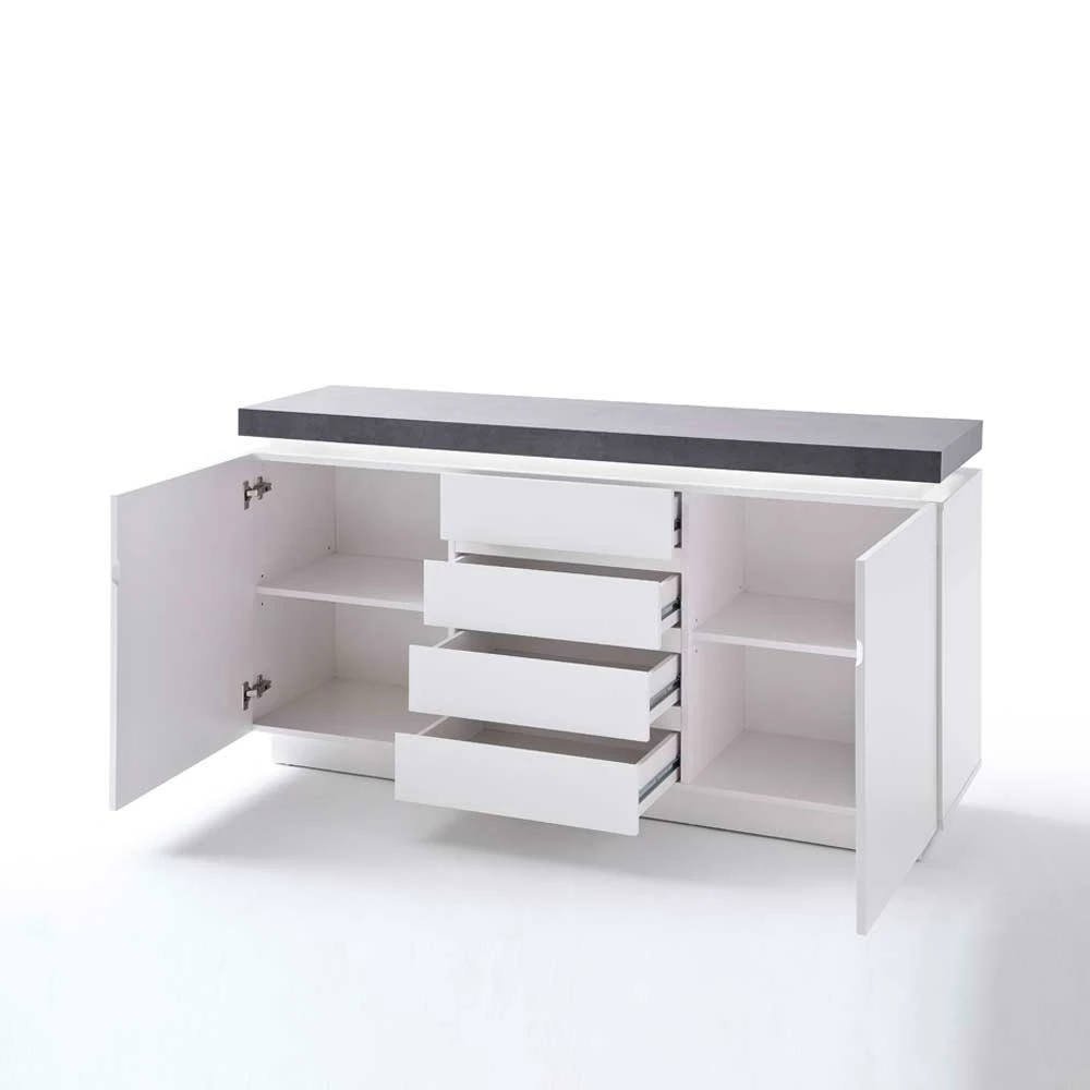 Design Sideboard Rebelvo mit dimmbarer LED Beleuchtung Design Sideboard Rebelvo Mit Dimmbarer LED Beleuchtung -Landuva Shop design sideboard dimmbarer led beleuchtung weiss grau rebelvo 05