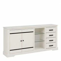 Design Sideboard In Weiß Mit Schwarz - Manduza