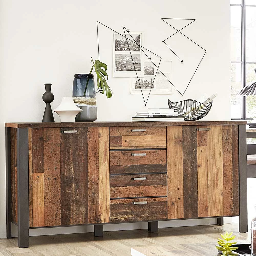 Designer-Sideboard in Holzoptik Used Look - Firodras Designer-Sideboard In Holzoptik Used Look - Firodras -Landuva Shop designer sideboard in holzoptik used look anthrazit 179x88x44 firodras 01