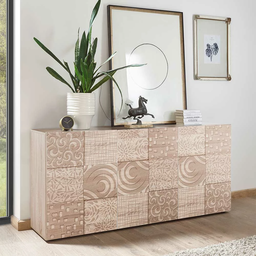 Designer Sideboard mit Druck - Bielvas Designer Sideboard Mit Druck - Bielvas -Landuva Shop designer sideboard mit druck in dekor eiche sonoma bielvas 01