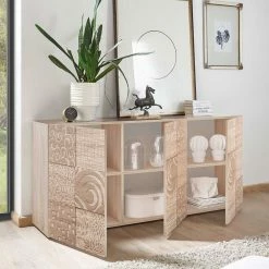 Designer Sideboard Mit Druck - Bielvas 4 Designer Sideboard Mit Druck - Bielvas -Landuva Shop designer sideboard mit druck in dekor eiche sonoma bielvas 02