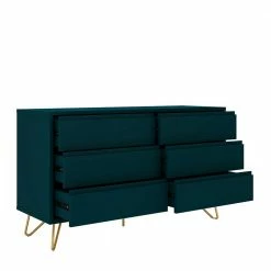 Dunkelblaue Kommode Mit Sechs Schubladen - Buryas 5 Dunkelblaue Kommode Mit Sechs Schubladen - Buryas -Landuva Shop dunkelblaue kommode mit sechs schubladen metallfuessen in gold buryas 03