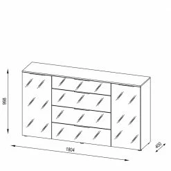 Dunkelgraue Kombi-Kommode Mit 181cm Breite - Noliesda -Landuva Shop dunkelgraue kombi kommode mit 181cm breite 2 tuerig vier schubladen noliesda 05